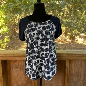 J. Crew Women's Blue Floral Cap Sleeve Top Size S